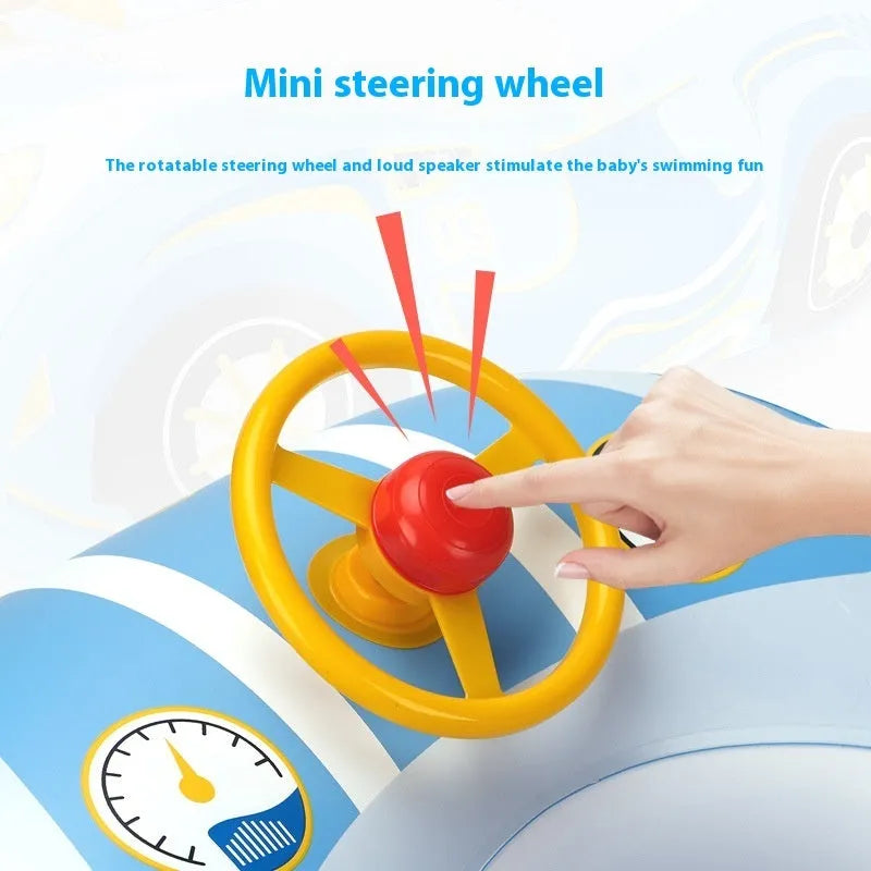 Pink sports car boat design inflatable swimming ring for children