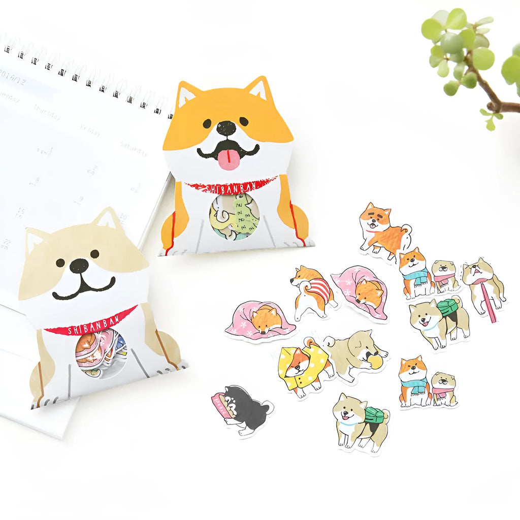 Pack of irregular shaped dog stickers in assorted colours for journal and hand account decoration.