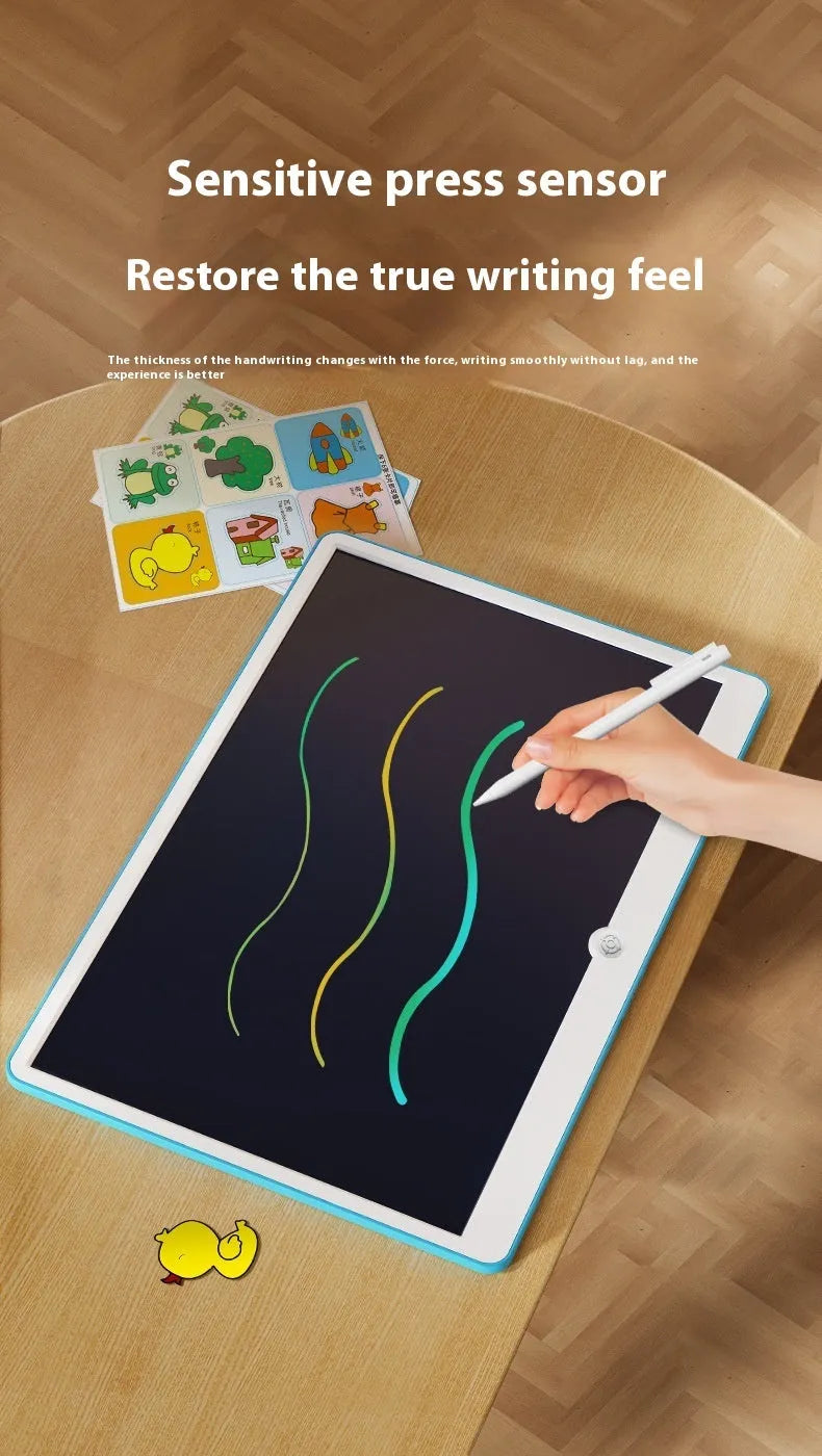 19-inch LCD children's drawing board in blue and white colour with electronic writing stylus