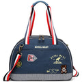 Blue denim Japanese style pet diaper bag with cartoon pattern measuring 43cm long