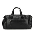 Black large capacity travel shoe storage bag with PU exterior, shown with dimensions 52cm wide by 27cm high.