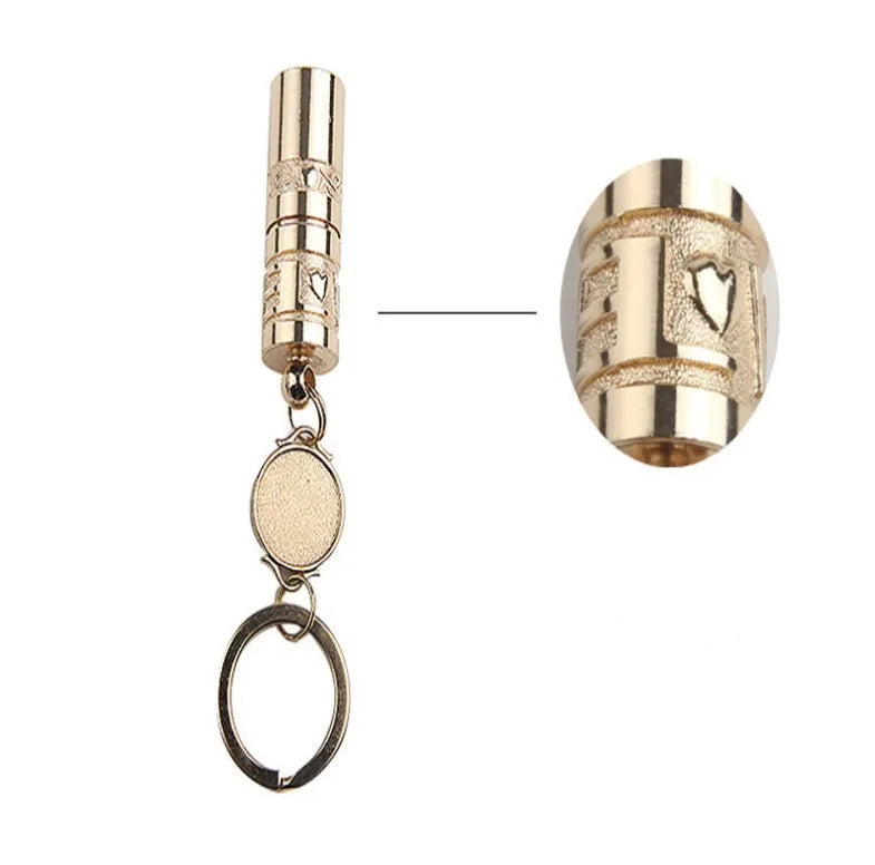 Gold zinc alloy waterproof LED flashlight keychain with keyring attachment