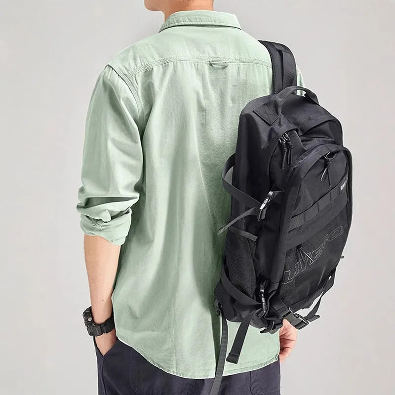 Men's loose fit long sleeve overalls shirt in polyester fabric with cardigan style front