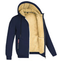 Men's winter fleece-lined zip-up cardigan coat in slim fit with zippered pockets, available in 9 colours