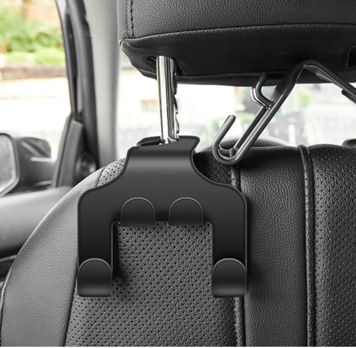 Car multifunction mobile phone holder hook with ABS construction showing bracket and hanging functions