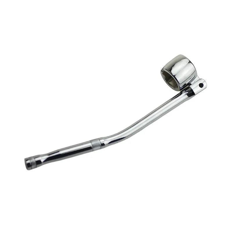 Round sleeve oxygen sensor removal tool with 22mm hexagonal end and bright chrome finish.