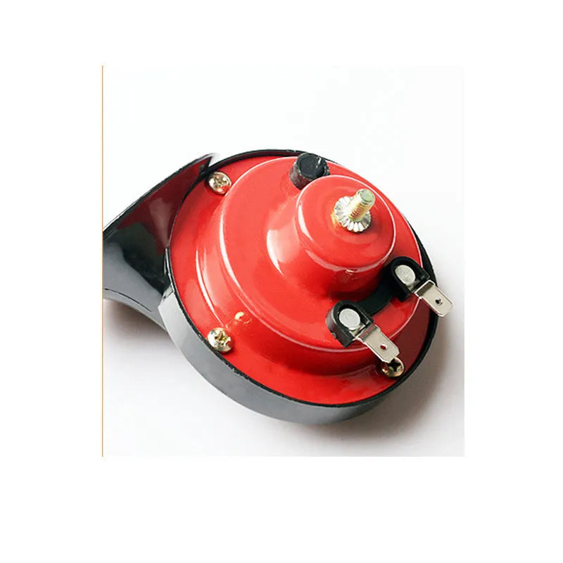 12V snail car horn 110dB two-tone red and black with brackets and screws
