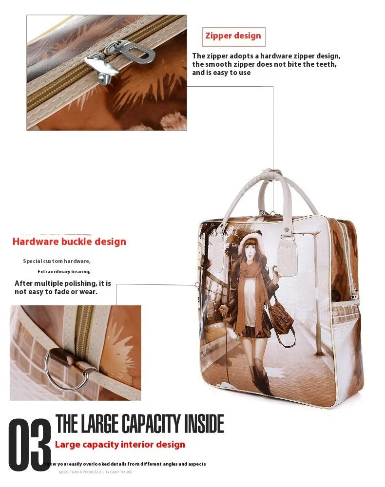 Medium cartoon cute style waterproof PU leather travel bag with three-dimensional pockets