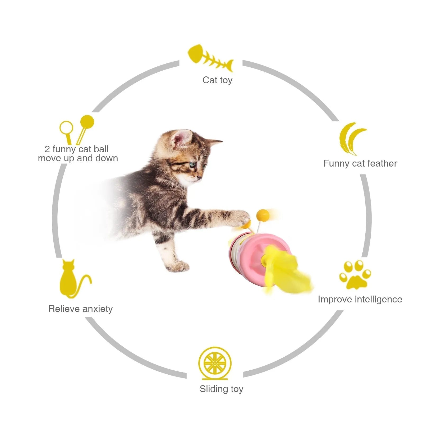 Interactive cat training stick with feather ball tumbler on adjustable telescopic pole in multiple colours