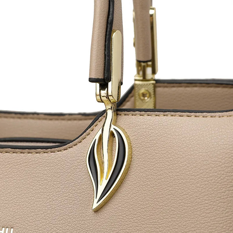 Women's PU leather messenger bag with multi-layer compartments in urban simplicity style