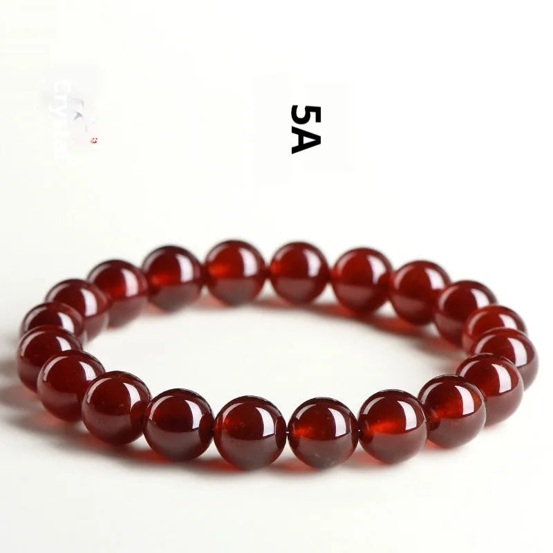 Natural orange red garnet ball bracelet with Ruyi elements in retro unisex design