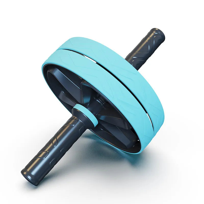 Double wheel abdominal strengthening roller in blue for home core fitness