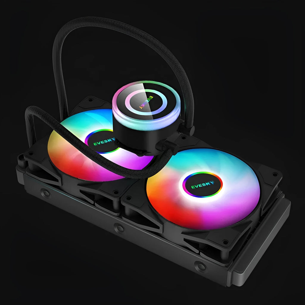 CPU radiator fan with RGB lighting effects in multiple size options for gaming PC cooling