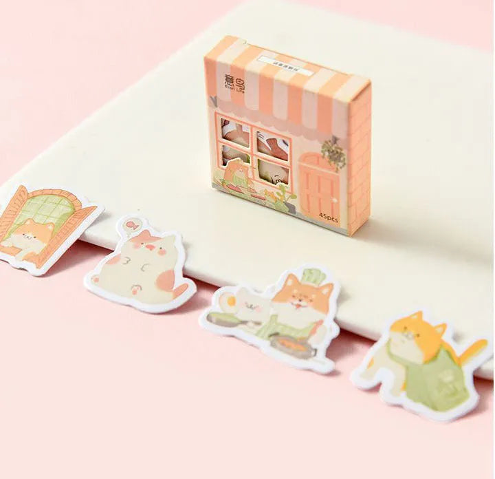 Paper account sticker with a printed penguin design, showing width scale.
