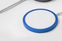 Silver metal magnetic wireless charging pad compatible with iPhone MagSafe
