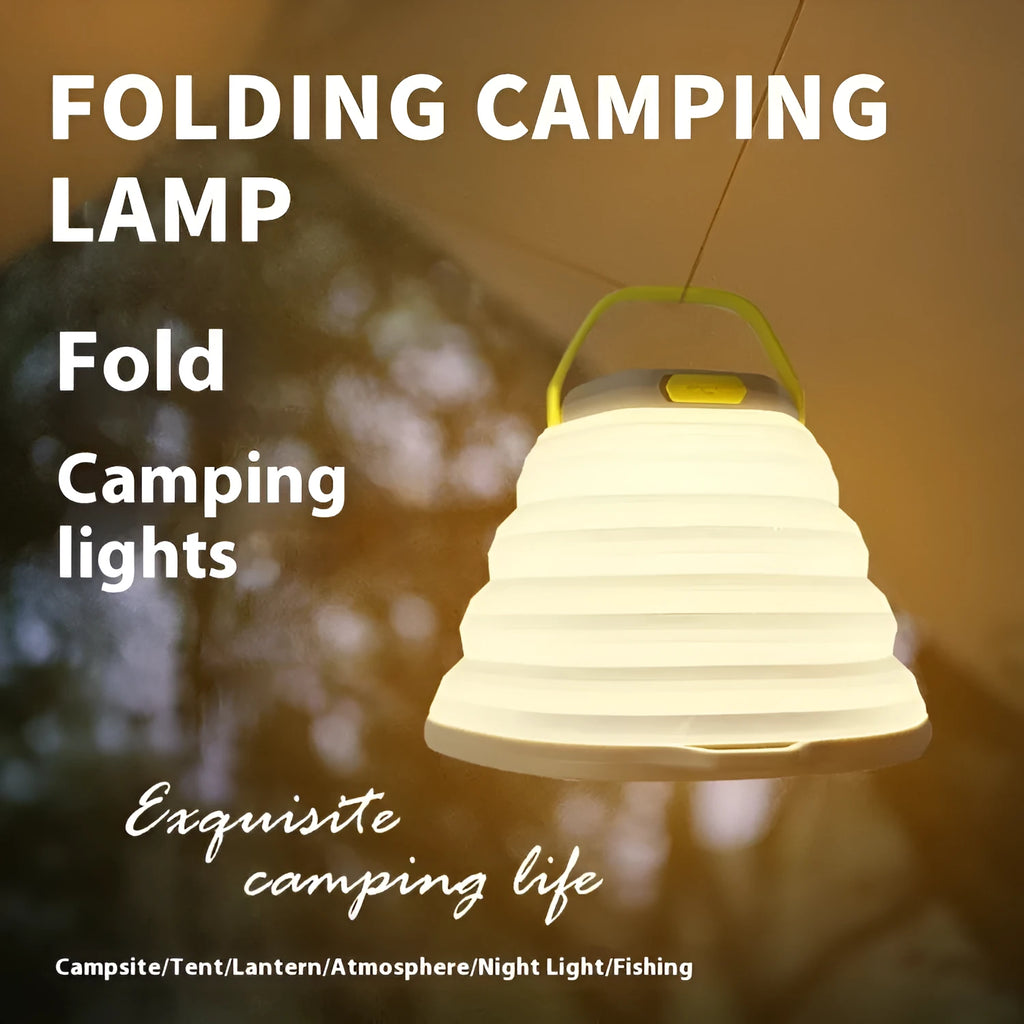 White portable camping lamp with large battery for tent lighting