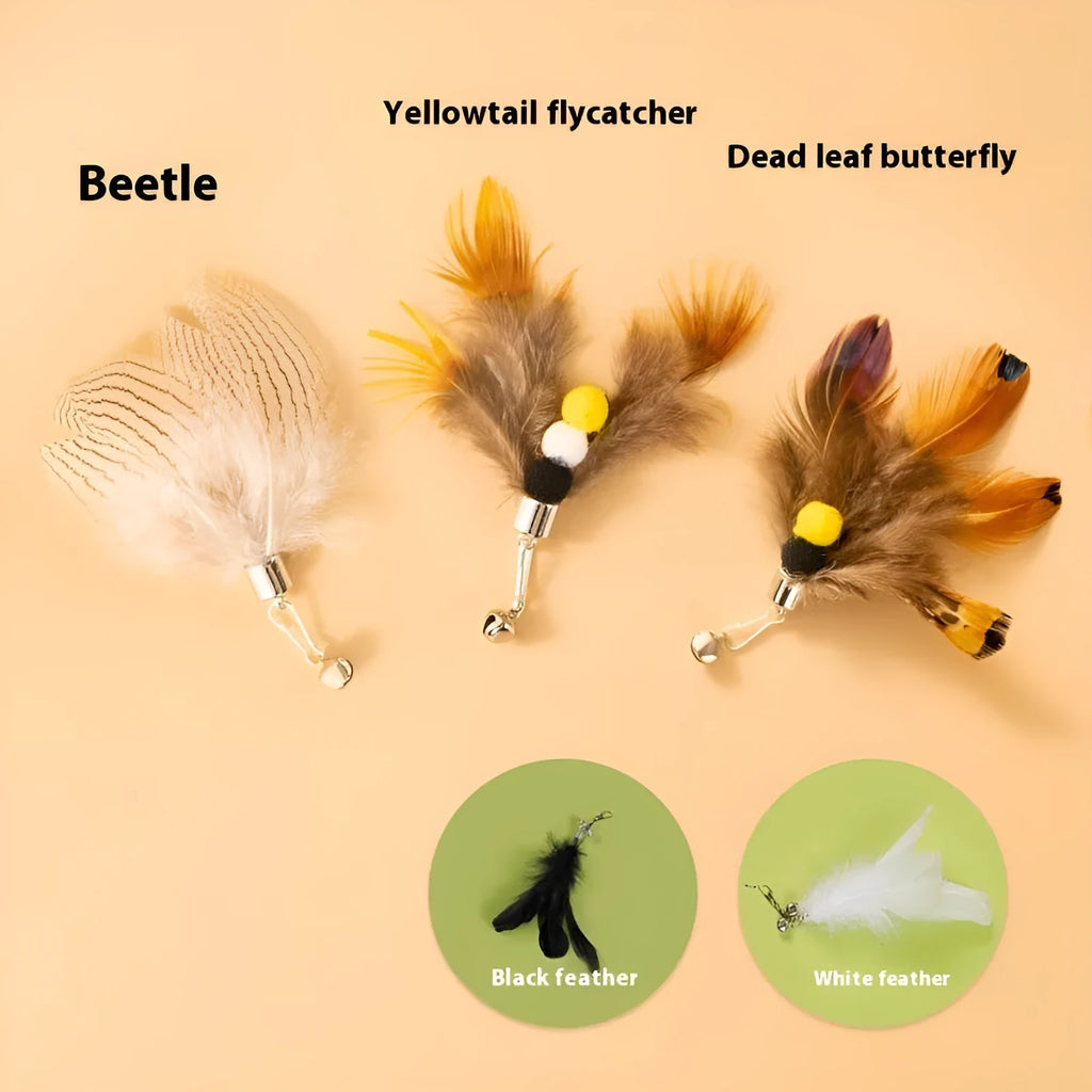 Three steel wire cat toy replacement heads shaped like small flying insects.