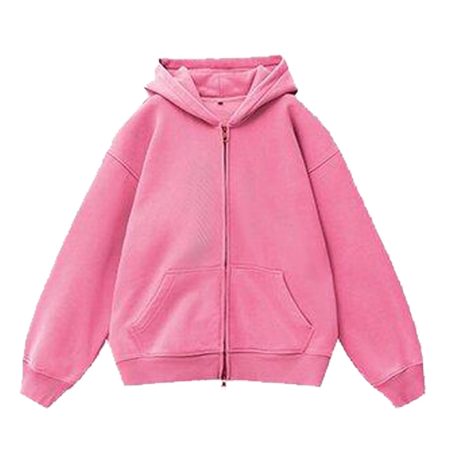Women's fleece-lined distressed hooded cardigan sweater with patch pockets in loose fit