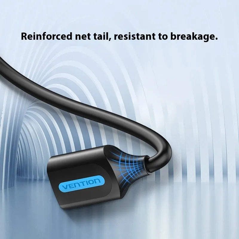 Black USB A male to AM female extension cable on a white background, showing straight head connectors.
