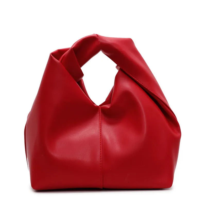 Women's casual dumpling-shaped PU leather handbag in multiple colours with internal organiser pockets.