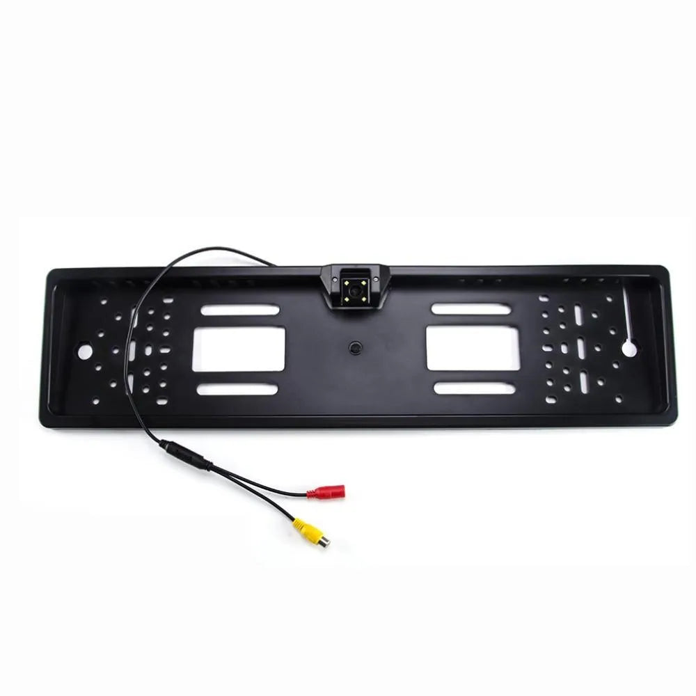 European license plate reversing camera with 4 LED night vision lights in black finish