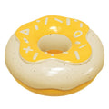 Pink, yellow and chocolate brown TPR donut dog toys with squeakers for dental chewing