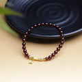 Natural garnet bamboo joint bracelet with 6mm single ring design in copper or silver finish