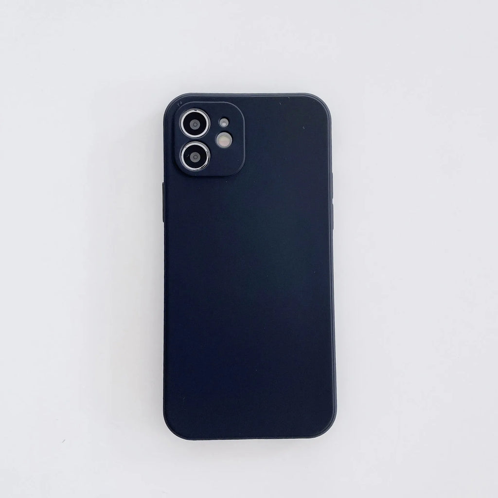 Straight edge TPU phone case with frosted finish in classic black for Apple iPhone models