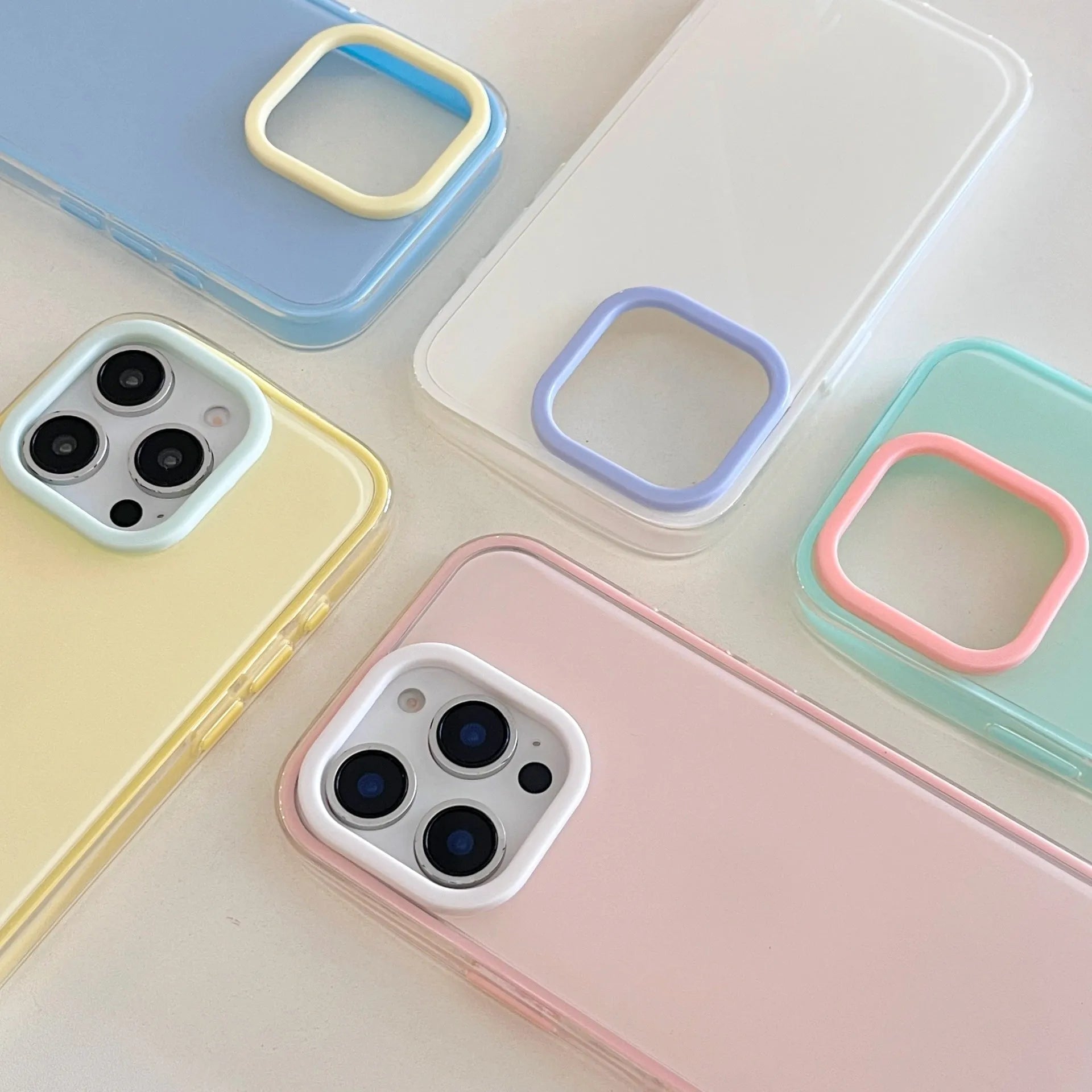 Simple solid colour TPU jelly silicone phone case for iPhone models, shown in blue.