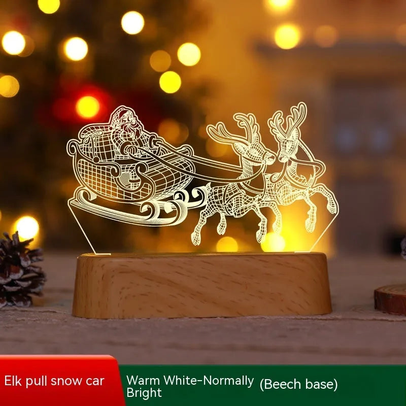 3D acrylic LED Christmas decoration lamp with Chinese style design showing festive patterns