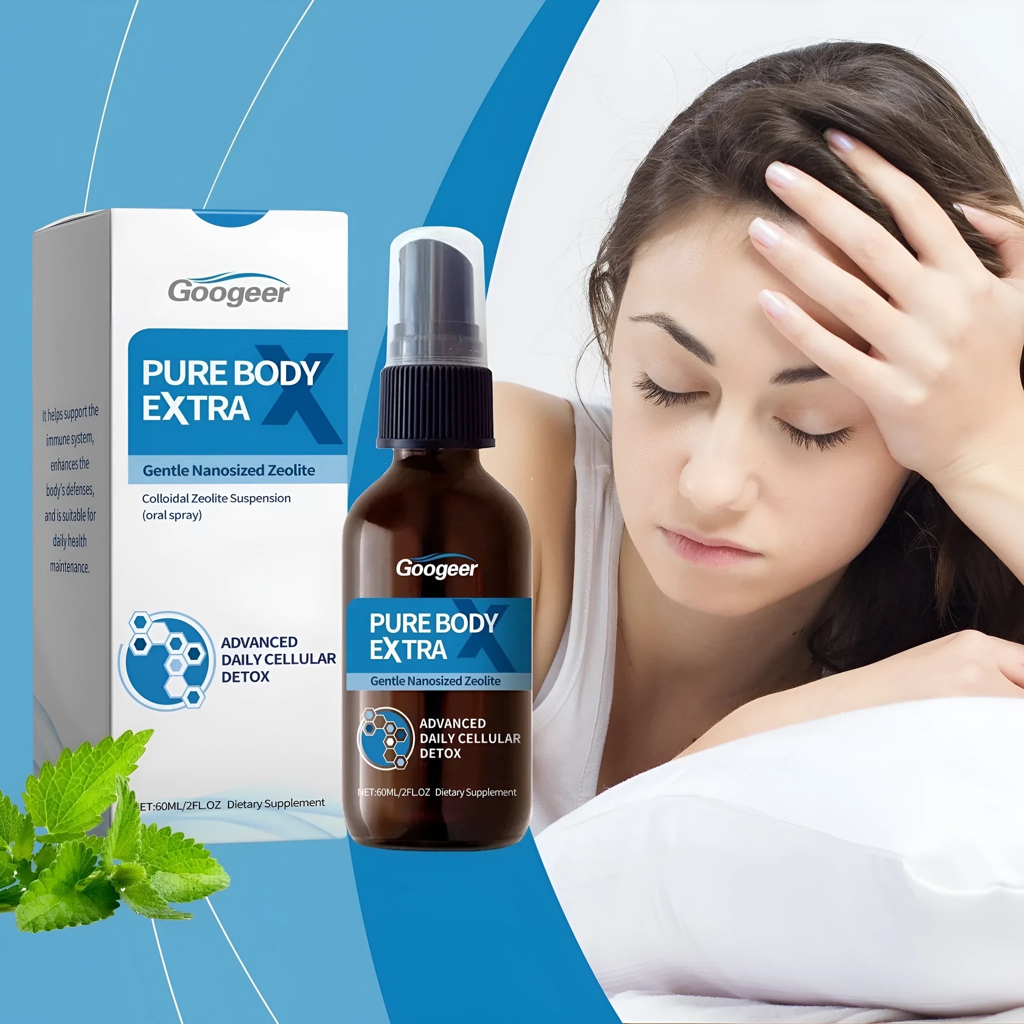 60ml oral spray body treatment product with spray mechanism for personal hygiene use