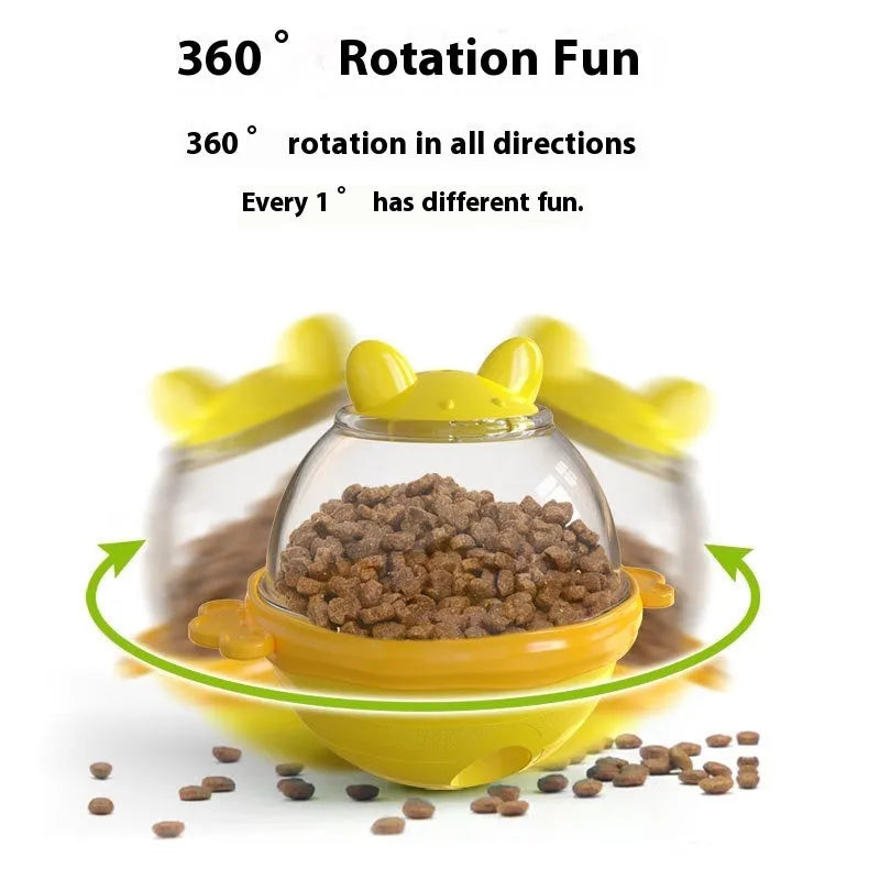 Lake blue TPR pet tumbler feeder toy for dogs with treat openings
