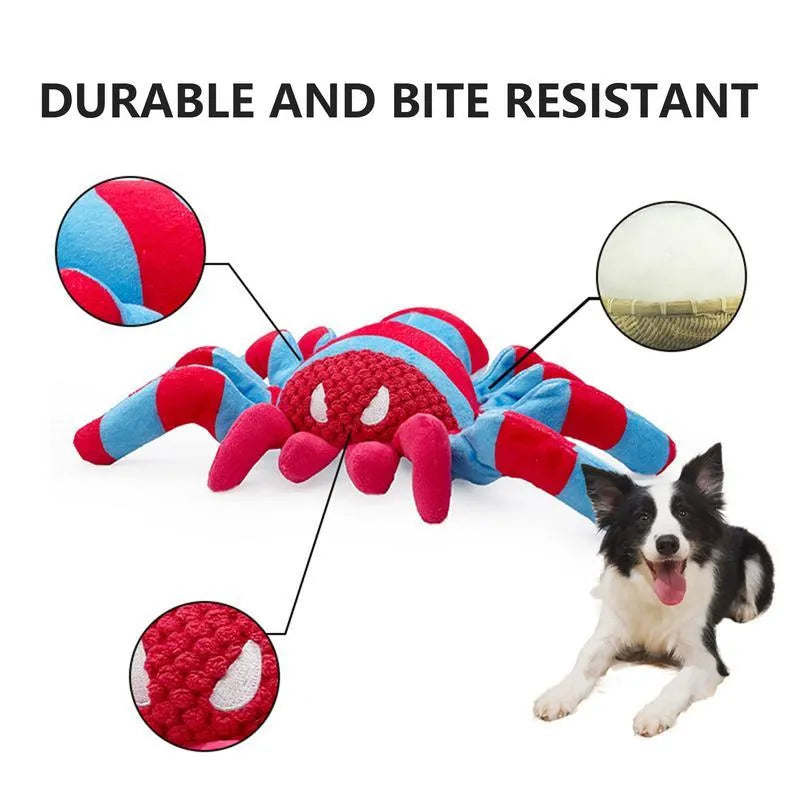 Red bite-resistant teddy dog toy for medium and large breeds on a plain background.