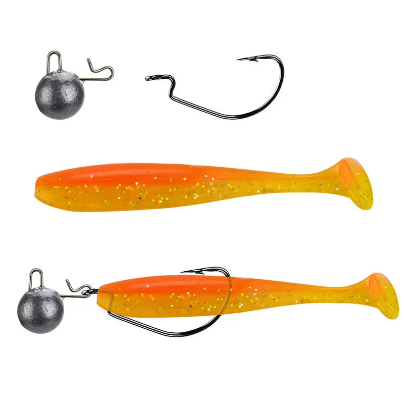 Simulation two-colour T tail jig hook crank hook suit in snake suit colour, size 13.3 cm
