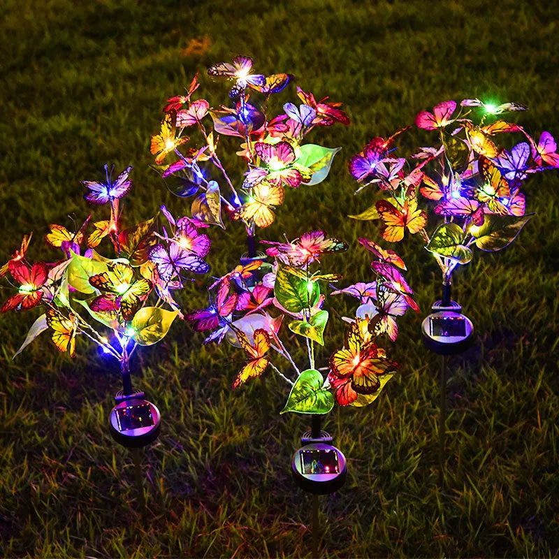 Solar butterfly courtyard light LED with IP65 protection, decorative lawn lamp in garden setting