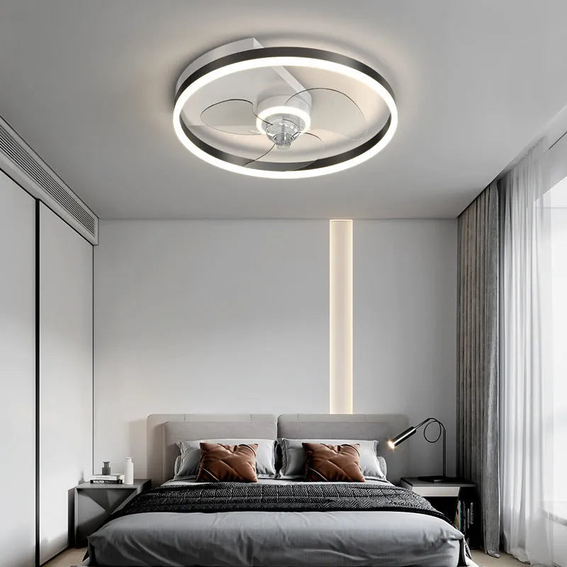 Nordic style children's room ceiling lamp with fan and LED light in iron construction