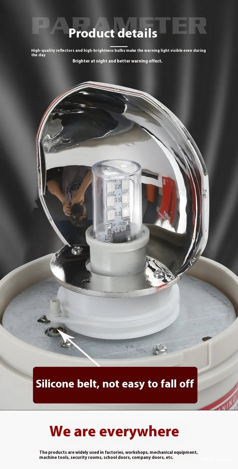 LTE-1101J industrial rotating warning light with coloured lenses and optional sound alarm