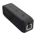 Black wireless waterproof Bluetooth speaker with 20W output power and 12-hour battery life