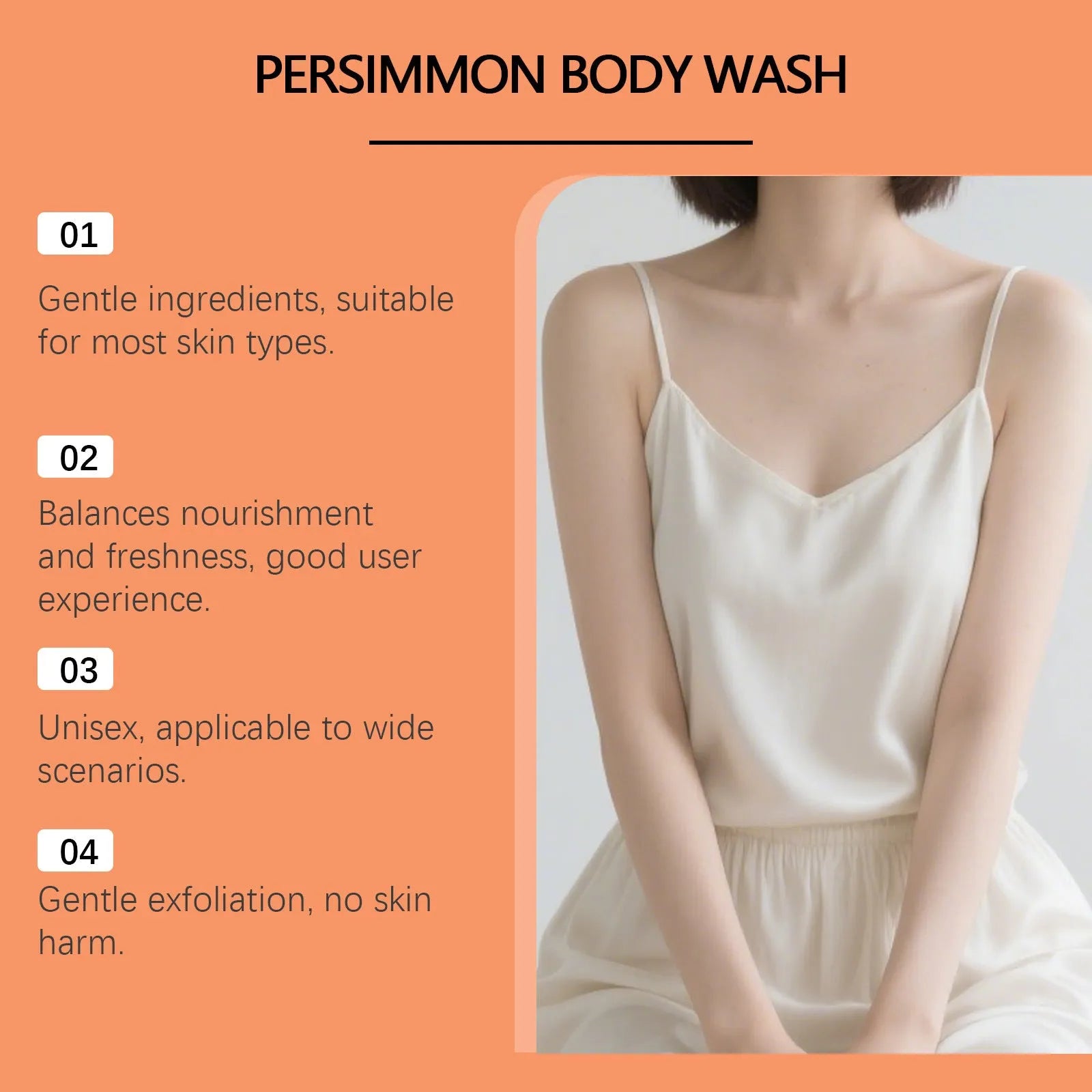 Persimmon Nourishing Shower Gel 120g with aloe vera and vitamin E bottle front view