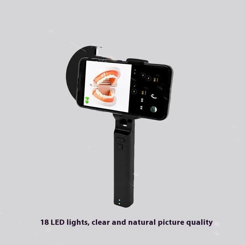 Black portable handheld LED fill-in light for mobile phone photography measuring 14.5 × 25.8cm