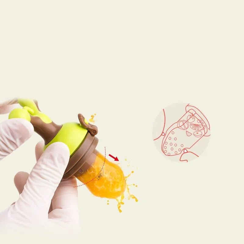 Green or purple baby bite trainer made from food-grade polypropylene with BPA-free silicone