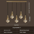 Copper crystal chandelier modern minimalist bedroom light with multiple head configuration options