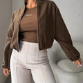Women's milky white off-shoulder coat with lantern sleeves and round neck design