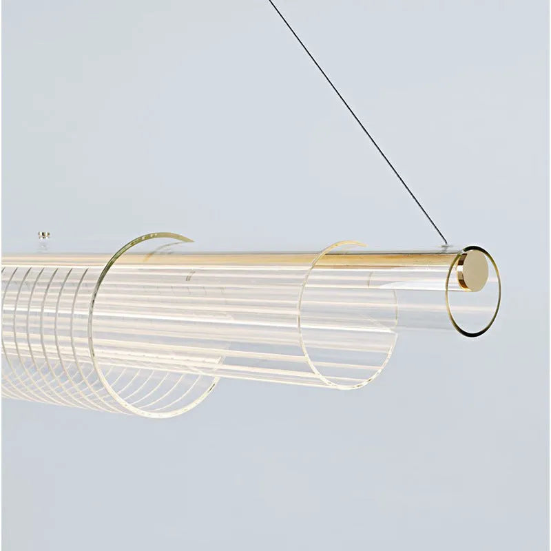 Minimalist glass pendant lamp with iron construction in three lengths for restaurant lighting