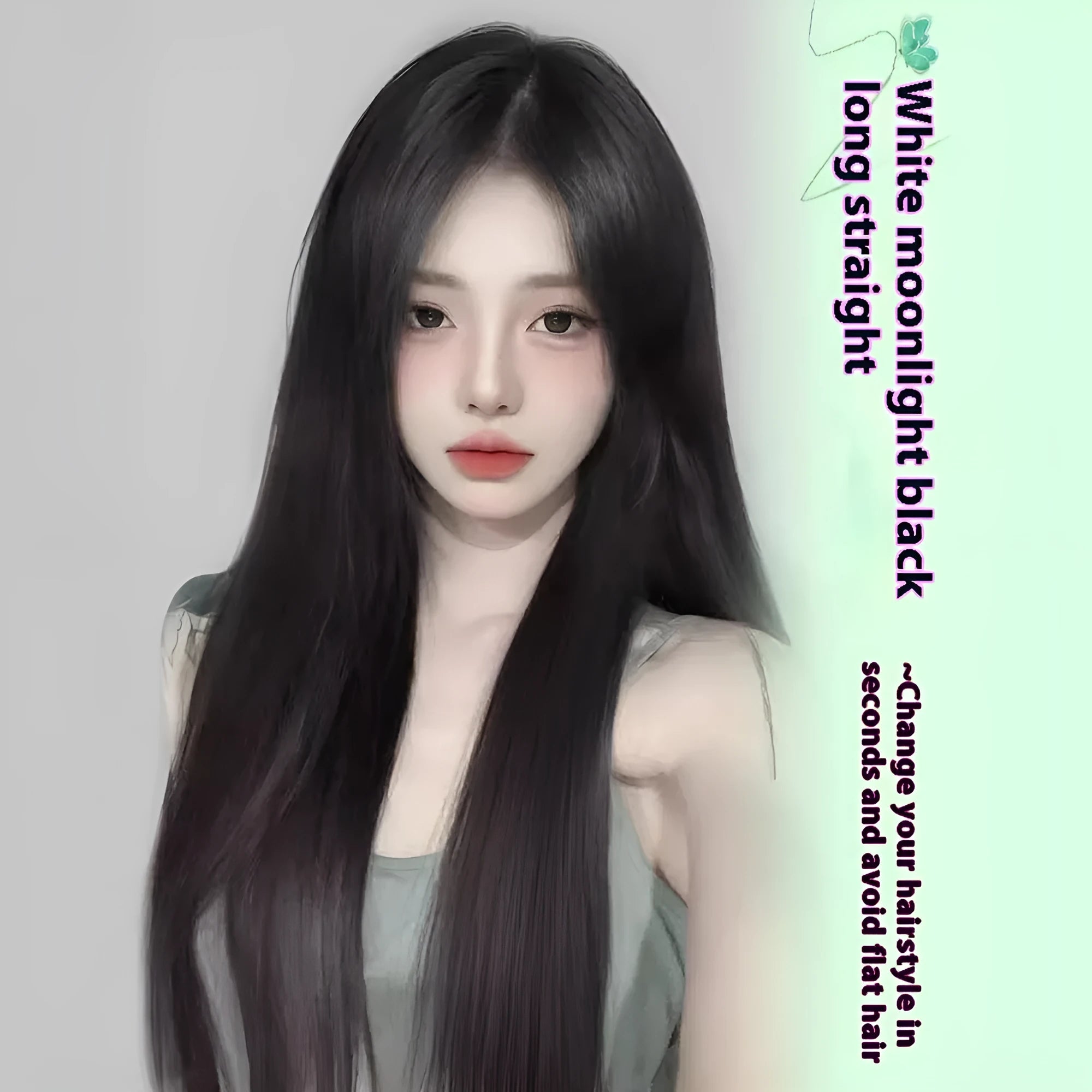 Female full-head wig with forehead lace in brown black colour showing fluffy construction and seamless hairline blending