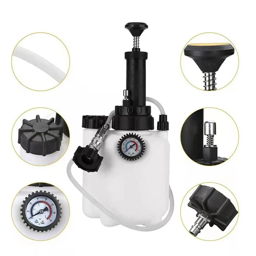 White 3-litre brake oil tank replacement tool for car brake fluid servicing