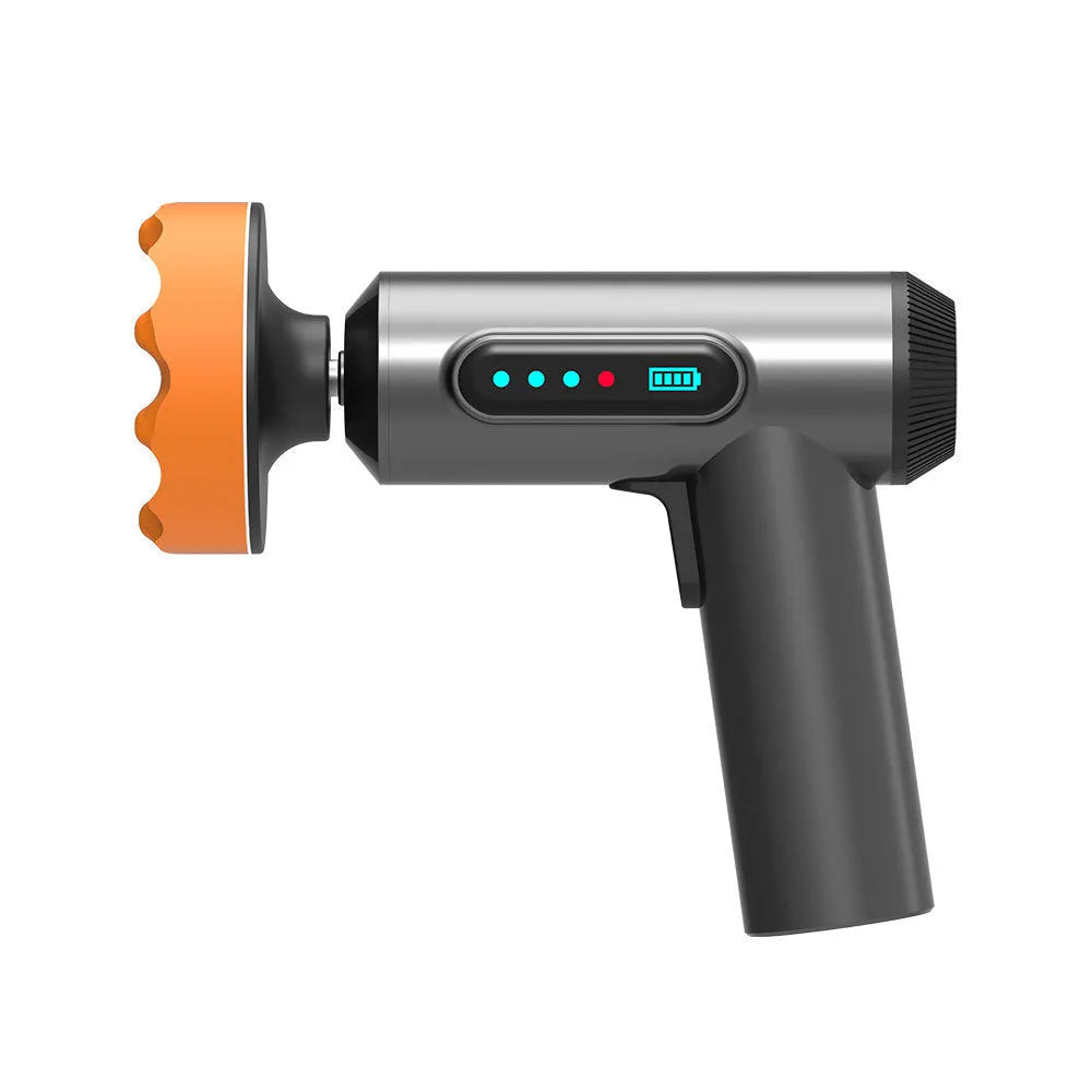 Cordless electric waxing and polishing machine with a white ABS body and a grey polishing disc.