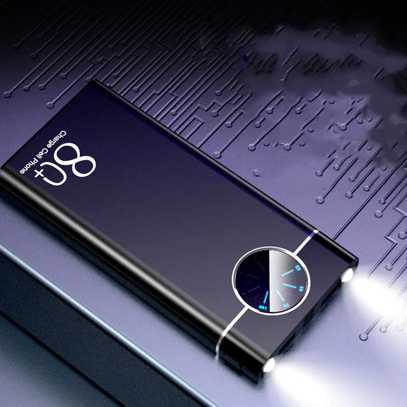 20000mAh alloy portable power bank with LED flashlight in black, red, and blue colour options