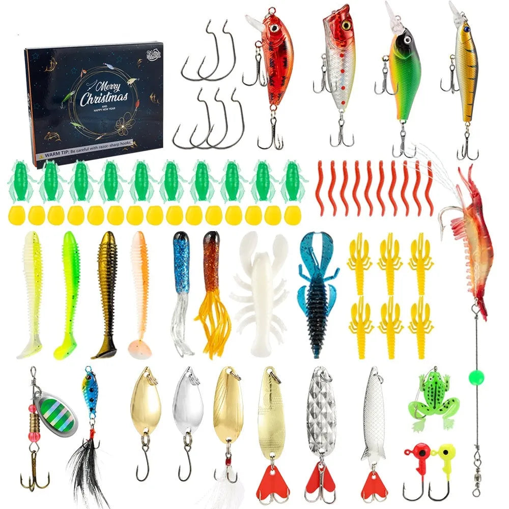 Mino Bog 24-piece metal fishing toy set in colourful 01 style, presented in a blind box.