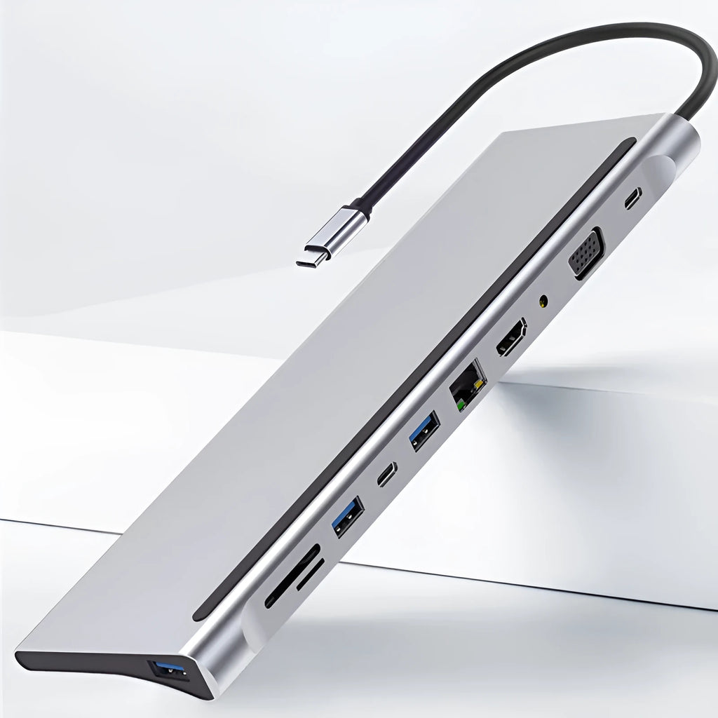 11-in-1 multifunctional laptop docking station hub expansion dock with eleven interfaces and Photo Color option